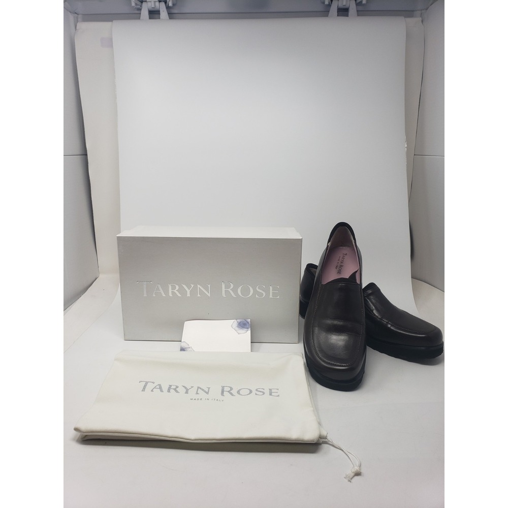 Taryn Rose Loafer Penelope Nappa 38/8 Slip On Leather Comfort Shoes Brown Italy